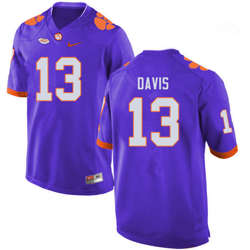 Men #13 Tyler Davis Clemson Tigers College Football Jerseys Sale-Purple